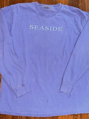 Large Seaside Long Sleeve Blue Shirt